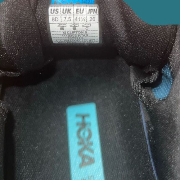 NWOB Men’s Hoka One One Clifton 8 Real Teal/Aquarelle  Running Shoes Sneakers 8. - Picture 4 of 9